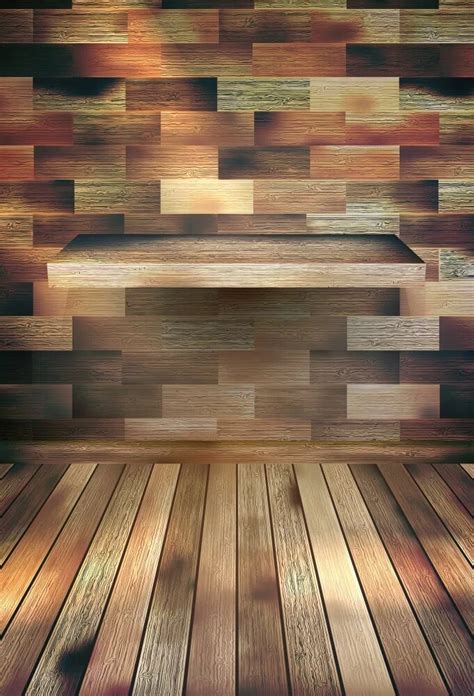 Laeacco 3d Effect Wooden Wall Wooden Floor Scene Photography