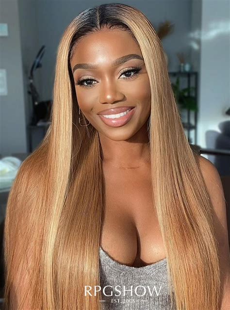 Straight Blonde Brown Root Lace Wig Lagoagriogobec