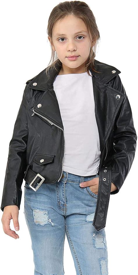 Kids Girls Jackets Designers Pu Leather Black Jacket Zip