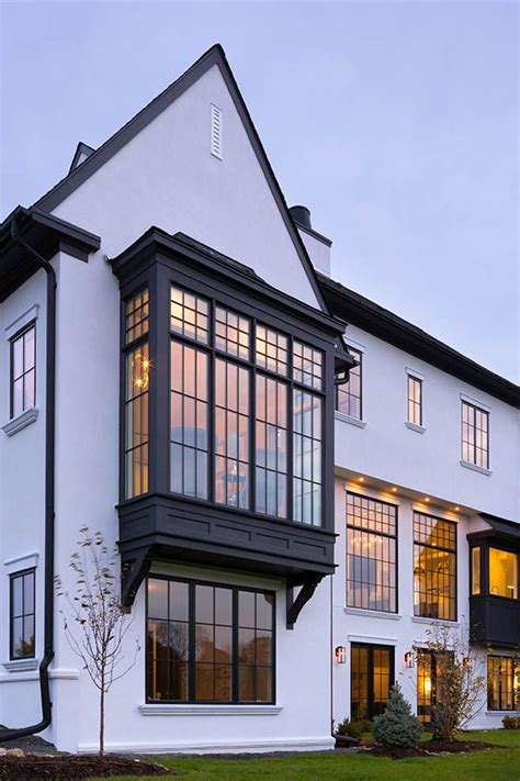 Modern Tudor Home With Black Windows