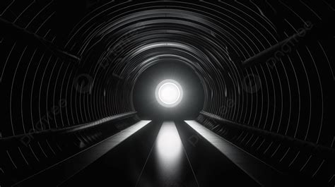 Dark Tunnel Entrance With Shadow In Open Space With Light Background