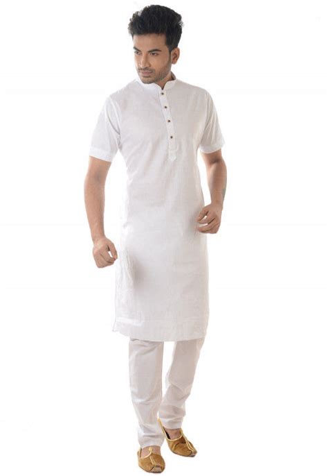 Buy Plain Cotton Kurta In White Online Mht4 Utsav Fashion
