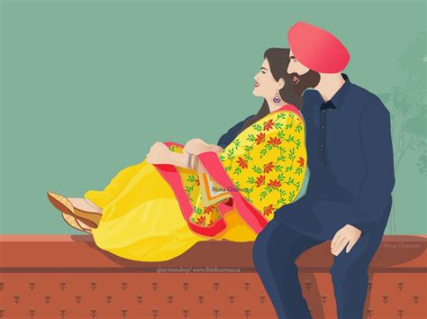 Couple Illustration Couple Illustration Love Cartoon Couple Punjabi Couple