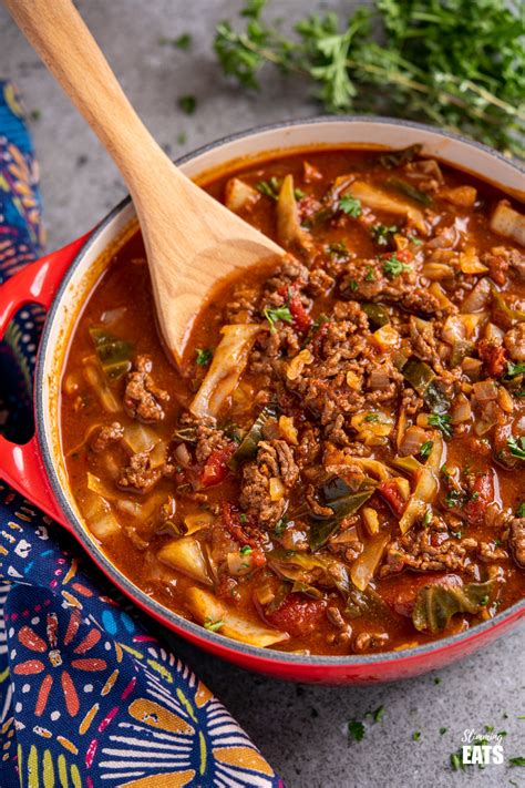Minestrone hamburg soup, cabbage chili soup, hamburger soup crock pot, etc. Syn Free Beef and Cabbage Soup | Slimming Eats