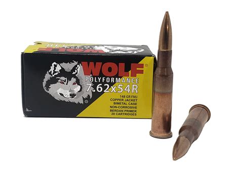 Wolf Polyformance Copper Ammunition 762x54r 148 Grain Full Metal