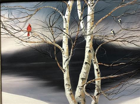 Cardinal On A Birch Tree Painting By Milan Melicharek Fine Art America
