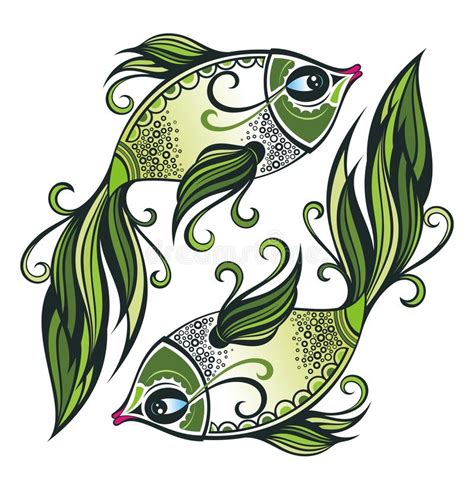 Pesci Segno Dello Zodiaco Illustrazione Vettoriale Illustrazione Di