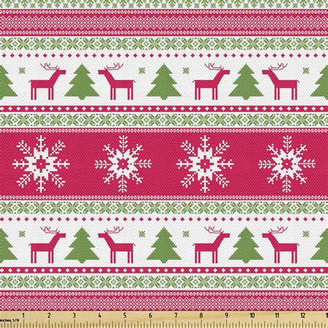 Nordic Fabric By The Yard Upholstery Classical Reindeers Snowflakes