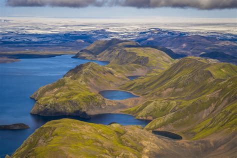 Blue Green Glacial Lakes Icelandic Highlands Landmannalaugar