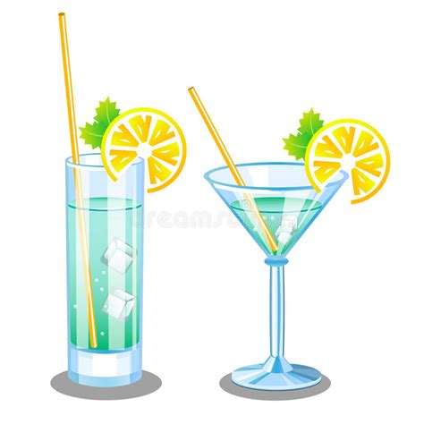 Set With Two Glasses For Martini And Mojito Stock Vector Illustration Of Clear Adult 95428301