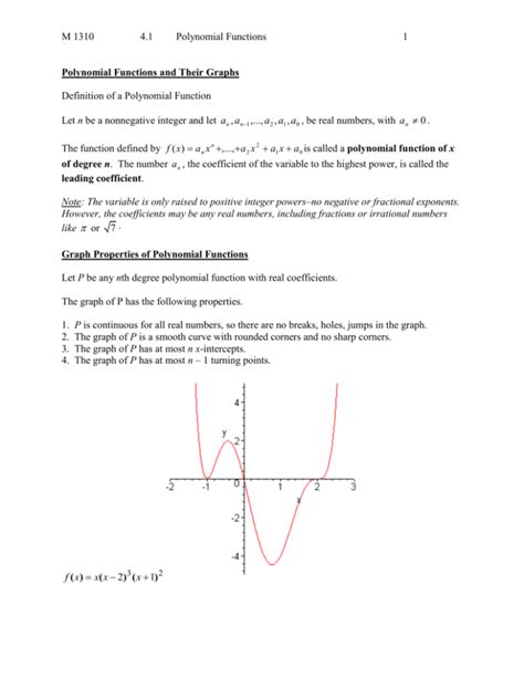 Polynomial Functions And Their Graphs