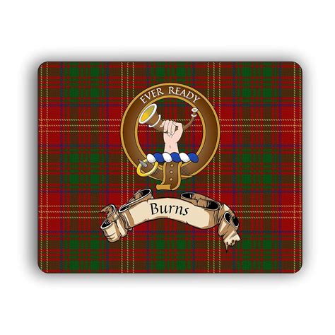 Burns Scottish Clan Tartan Crest Computer Mouse Pad Handmade