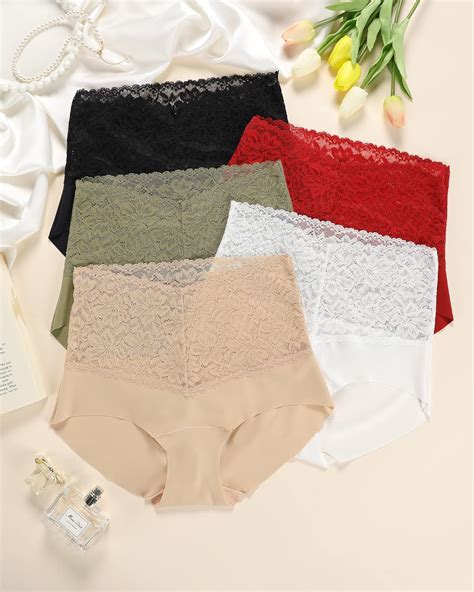 Sharicca High Waist Lace Underwear For Women Seamless Sexy Panties Ladies Stretch Full Coverage