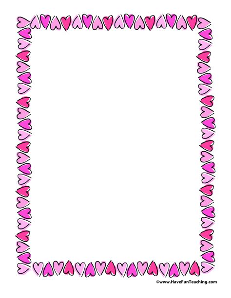 Valentines Day Hearts Border Paper By Teach Simple