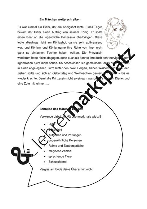 ein märchen weiterschreiben unterrichtsmaterial im fach deutsch schreibaufgaben deutsch