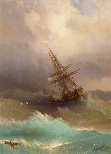 Ship In The Stormy Sea 1887 Ivan Aivazovsky