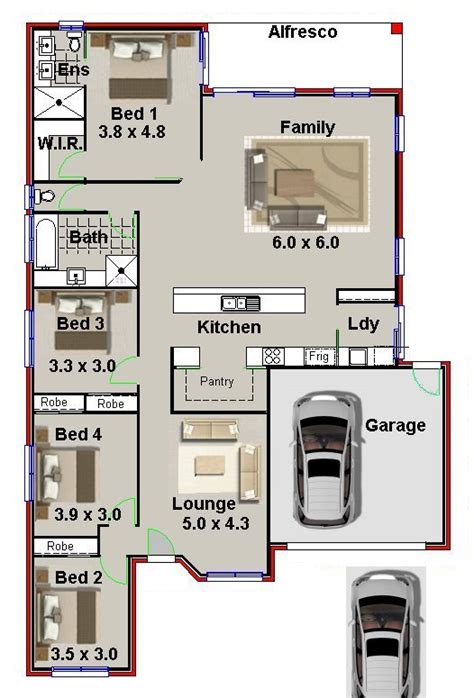 Australian Houses Small Land House Plan Narrow Lot 4 Bedroom Plan