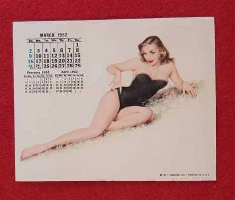 Vintage March Sexy Pin Up Girl Calendar Page Etsy