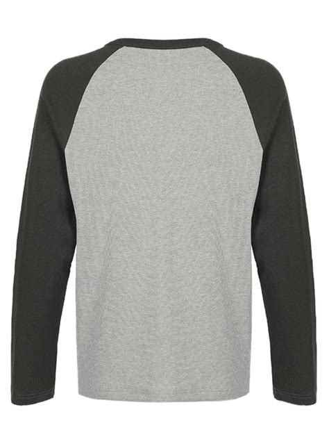 Emmiol Free Shipping Ribbed Raglan Sleeve Tee Gray L In Long Sleeves Online Store Emmiol