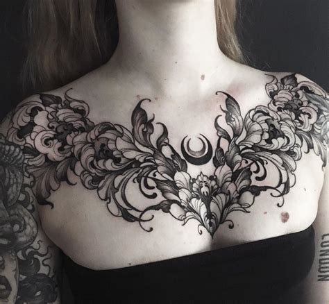 An Incredible Black And Grey Chest Piece Tattoo In France By Dorothy
