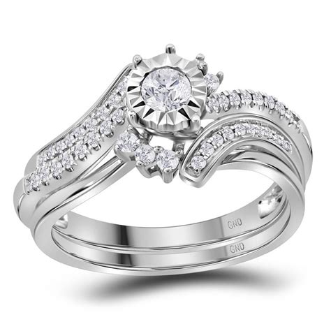 14kt white gold womens round diamond bridal wedding engagement ring band set 3 8 cttw diam