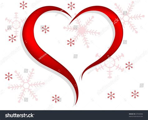 Red Heart With Snowflakes Background Stock Vector Illustration 67030096