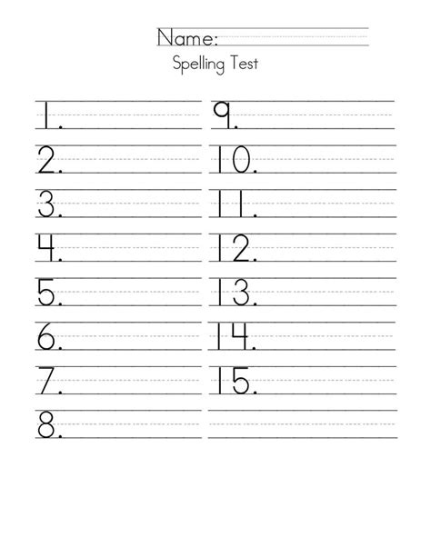 First Grade Spelling Test Paper 15 Answer Spelling Test