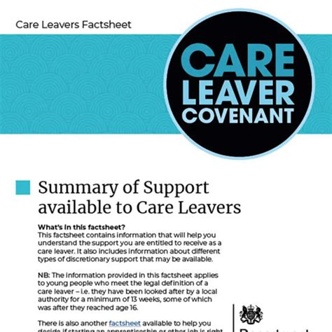 Summary Of Support For Care Leavers Dept Of Educationcare Leaver