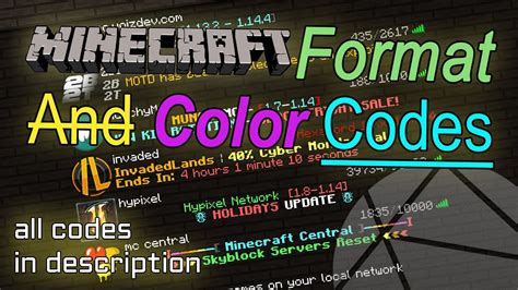 How To Formatcolor Your Minecraft Server Motd Minecraft Formatting