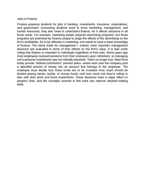 Lesson 1 Jobs in Finance - Jobs in Finance Finance prepares students