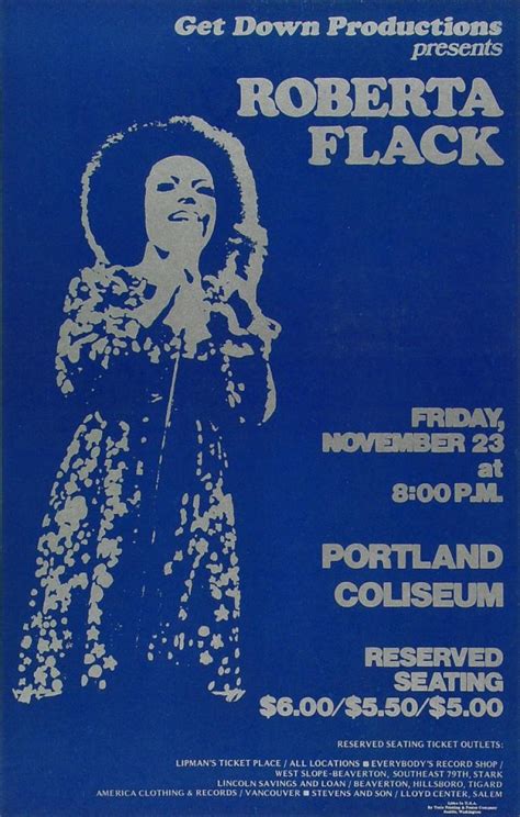 Roberta Flack Vintage Concert Poster From Portland Coliseum Nov 23