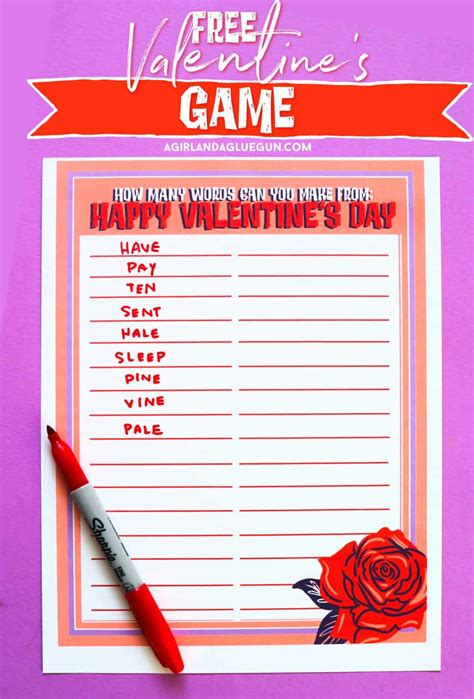 Free Valentine Game Printables A Girl And A Glue Gun