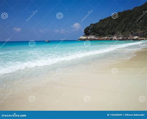 Turquoise Water Of Tropical Island With White Sand Beach Stock Image