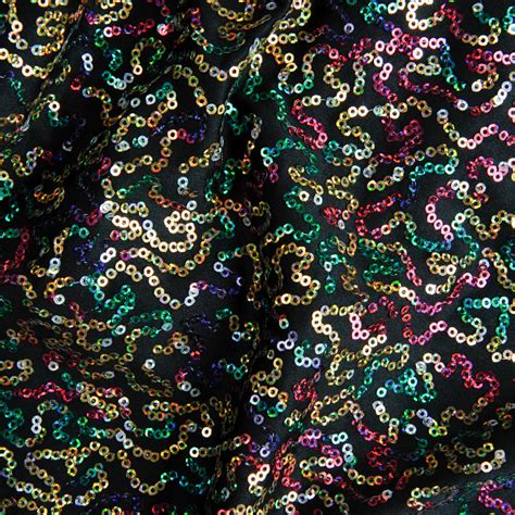 Broadway Sequin Fabric Black Multi Sequin Shine Trimmings And Fabrics