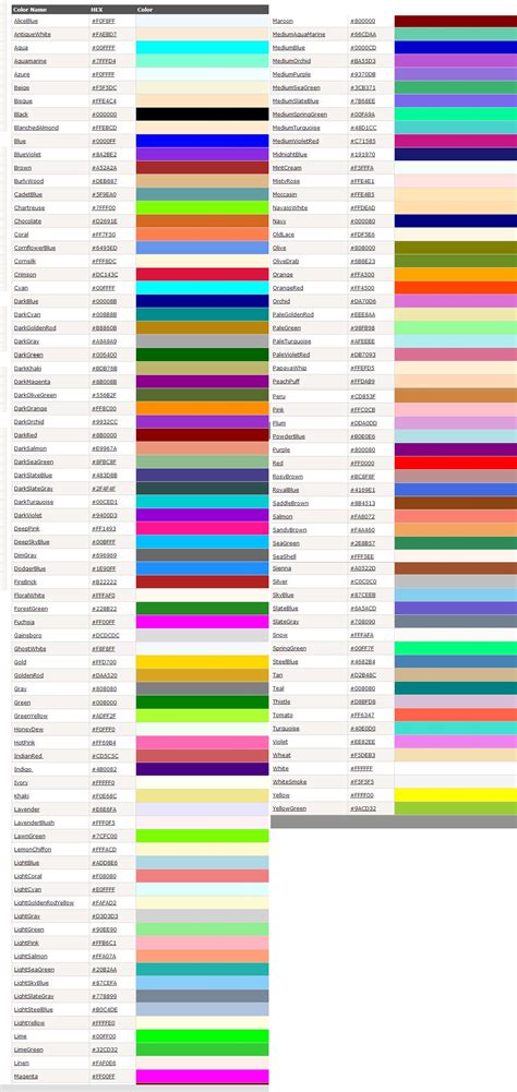 Colores Hexadecimales Con Sus Nombres Nombres De Colores Colores