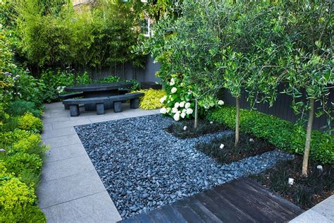 Compared with a smooth surface, stone and gravel pathways can be more difficult to navigate for wheelchairs, walkers and strollers. Contemporary Formal Garden Design - Contours Landscapes