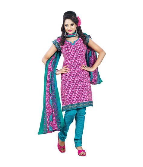 Portpanther Pink Pure Georgette Unstitched Dress Material Buy