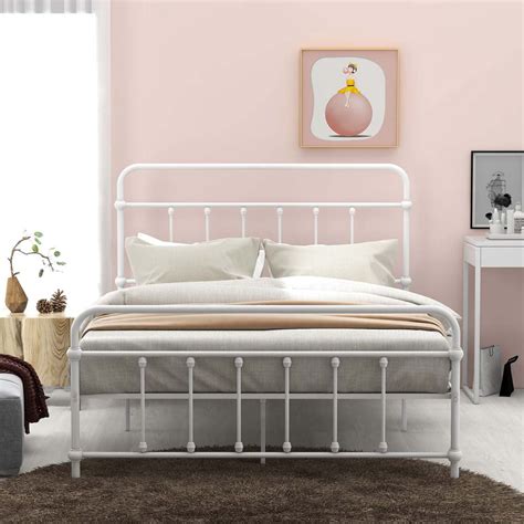 Full Platform Bed Frame White Full Metal Bed Frame With Headboard And