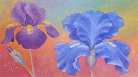 Iris Flower Acrylic Painting Instruction How To Paint Irises