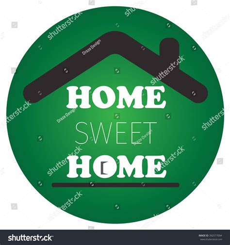 Home Sweet Home Icon Banner Card With Green Background Stock Vector