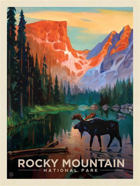 Rocky Mountain National Park Vintage Style Travel Poster Poster
