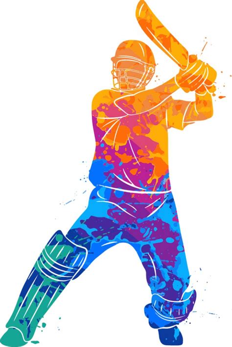 Cricket Batsman Abstract Art Wall Sticker