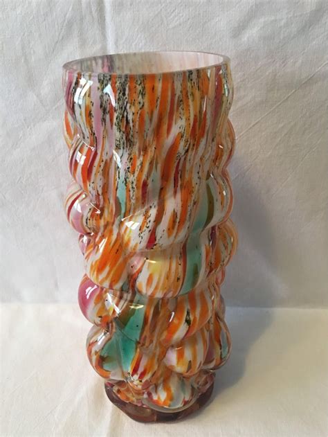 Multi Color Hand Blown Murano Glass Vase From 1960s Italy For Sale At 1stdibs