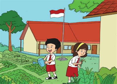 Gambar Sekolah Kartun Sd : Materi Tema 7 Kelas 1 Sd Benda Hidup Dan Tak