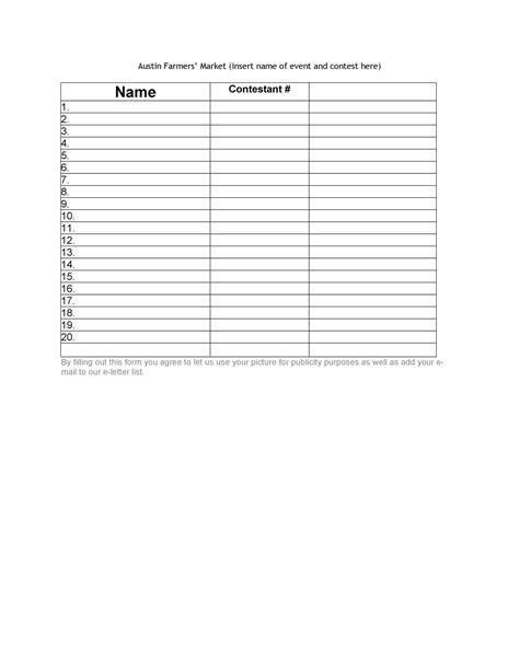 Printable Sign Up Sheet Template Word