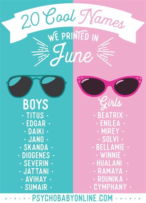 20 Unique Baby Names From June Psychobaby Cool Baby Names Unique