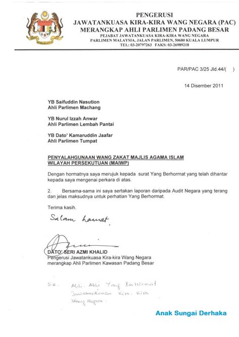 Contoh surat rasmi untuk pengetua sekolah surat rasmi b. Surat Ini Membuktikan Jamil Khir Adalah Menteri Agama ...