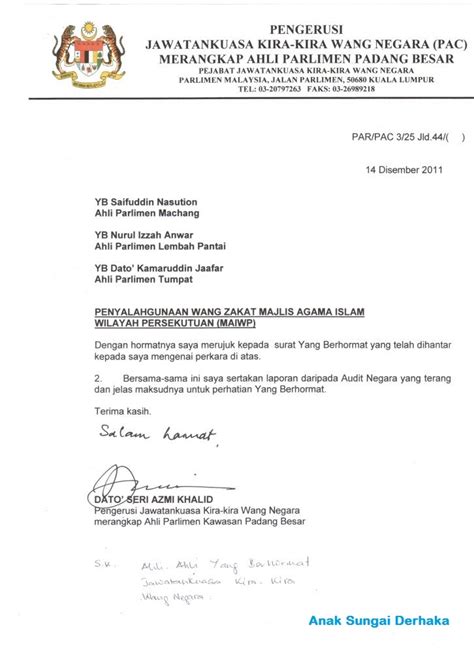 Menggunakan kop surat apabila dikeluarkan organisasi. Dokumen, Bukti Jamil Khir salahguna wang Zakat. - Anak ...