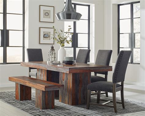 Binghamton Rustic Dining Table Set with Bench-color option-U