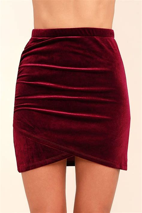 celebrate the feeling burgundy velvet bodycon skirt body con skirt skirts velvet clothes
